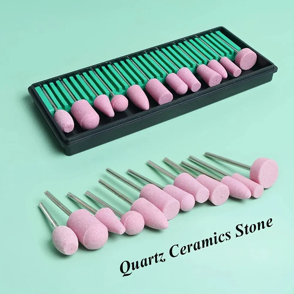 12pcs Cutters For Manicure Machine Quartz Scrub Stone Diamond Wool Nail Drill Bit Rotary Burr Grinding Mill Pedicure Kit