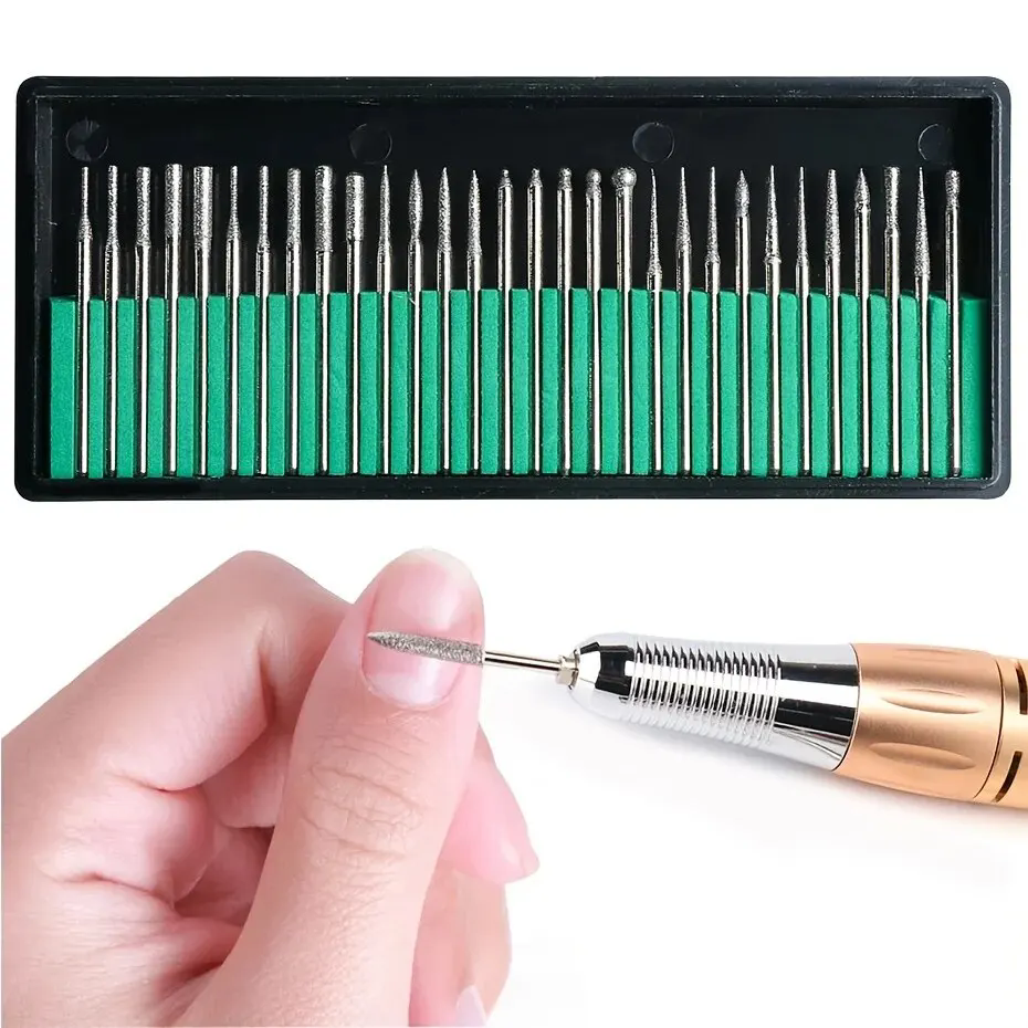 12pcs Cutters For Manicure Machine Quartz Scrub Stone Diamond Wool Nail Drill Bit Rotary Burr Grinding Mill Pedicure Kit