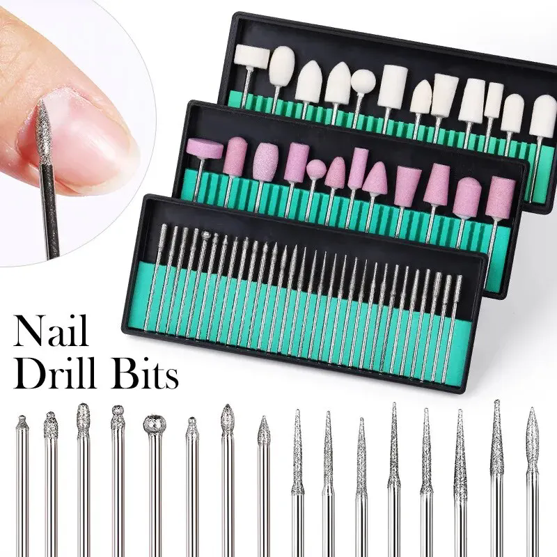 12pcs Cutters For Manicure Machine Quartz Scrub Stone Diamond Wool Nail Drill Bit Rotary Burr Grinding Mill Pedicure Kit