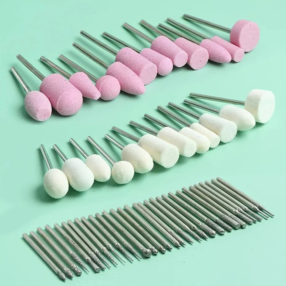 12pcs Cutters For Manicure Machine Quartz Scrub Stone Diamond Wool Nail Drill Bit Rotary Burr Grinding Mill Pedicure Kit