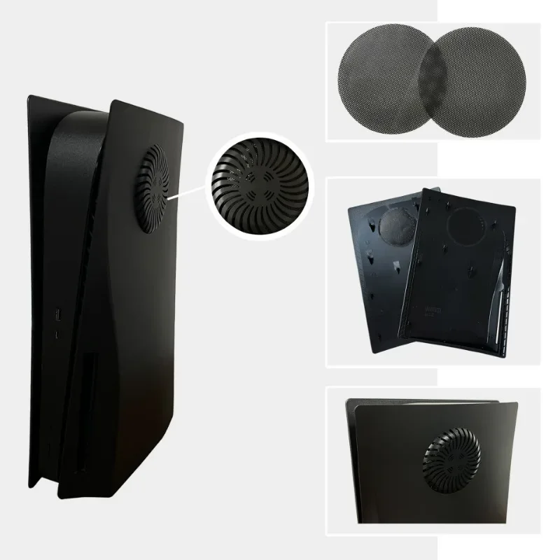 2Pcs Dust Net Fan Dust Filter Breathable Ventilation Dustproof Mesh Case Cover with Cleaning Brush for PS5 Game Console