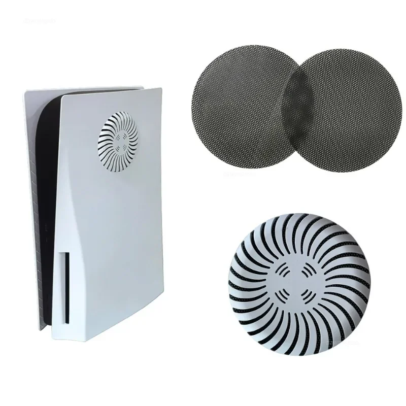 2Pcs Dust Net Fan Dust Filter Breathable Ventilation Dustproof Mesh Case Cover with Cleaning Brush for PS5 Game Console