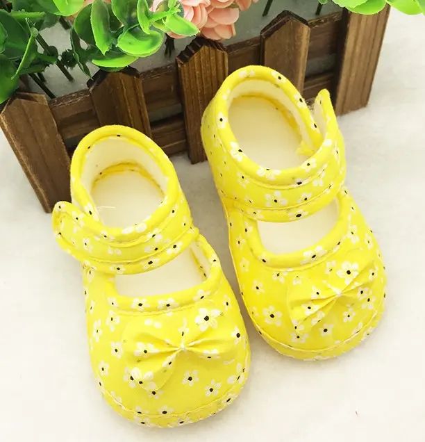 Floral Print Toddler Sneakers Bow Infant Soft Soled First Walkers Cotton kids Crib Shoes Spring Baby Girl Princess Shoes