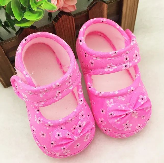 Floral Print Toddler Sneakers Bow Infant Soft Soled First Walkers Cotton kids Crib Shoes Spring Baby Girl Princess Shoes