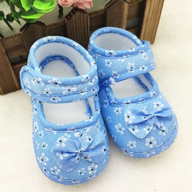 Floral Print Toddler Sneakers Bow Infant Soft Soled First Walkers Cotton kids Crib Shoes Spring Baby Girl Princess Shoes