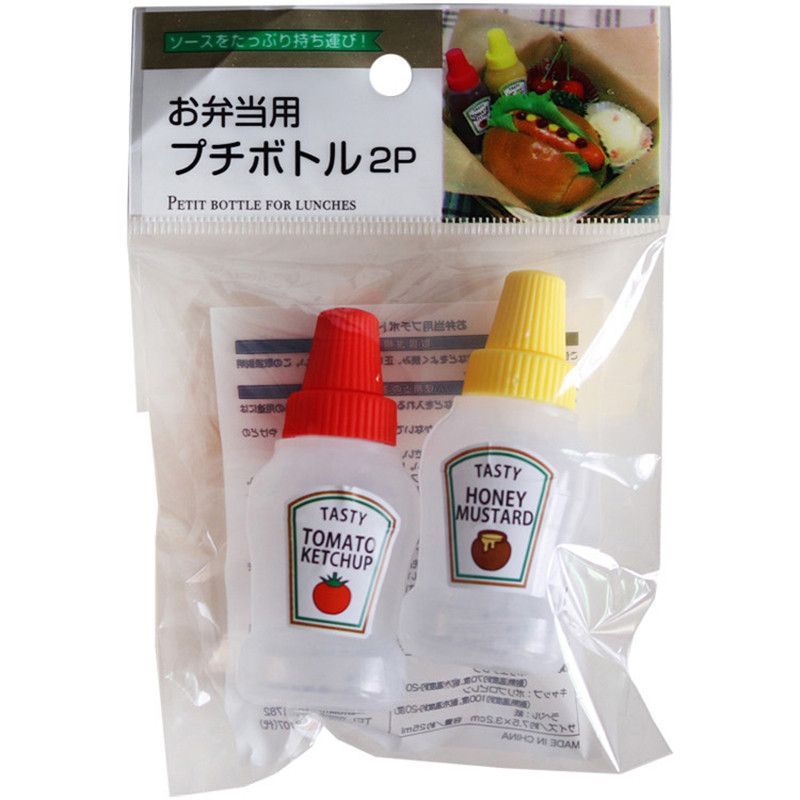 2Pcs Mini Tomato Ketchup Bottle Portable Small Sauce Container Salad Dressing Container Pantry Containers for Bento Box &E-1064