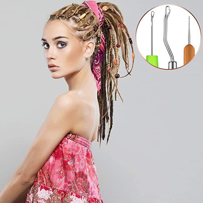 9 Pieces Bent Latch Hook Crochet Needle Set Latch Hook Dreadlocks Tool Crochet Needle Hair Locking Tool for Braid Hair Carpet Ma E-1210