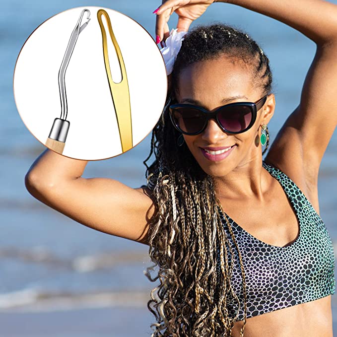 9 Pieces Bent Latch Hook Crochet Needle Set Latch Hook Dreadlocks Tool Crochet Needle Hair Locking Tool for Braid Hair Carpet Ma E-1210
