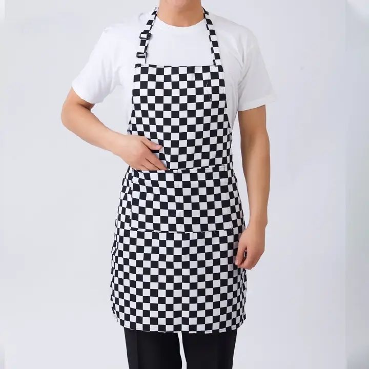 Adjustable Half-length Adult Apron Striped Hotel Restaurant Chef Waiter Apron Kitchen Cook Apron With 2 Pockets