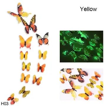 12 Luminous 3D Butterfly Wall Sticker for Kids Bedroom Home Living Room Fridge Wall Decal Glow in Dark Wallpaper Decoration D4-6-3