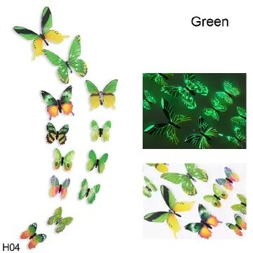 12 Luminous 3D Butterfly Wall Sticker for Kids Bedroom Home Living Room Fridge Wall Decal Glow in Dark Wallpaper Decoration D4-6-3