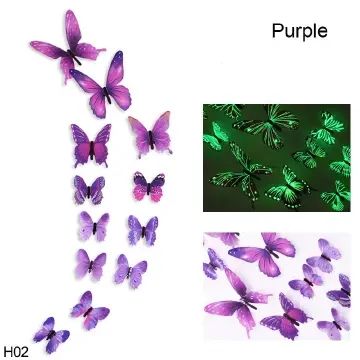 12 Luminous 3D Butterfly Wall Sticker for Kids Bedroom Home Living Room Fridge Wall Decal Glow in Dark Wallpaper Decoration D4-6-3