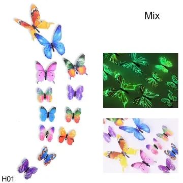 12 Luminous 3D Butterfly Wall Sticker for Kids Bedroom Home Living Room Fridge Wall Decal Glow in Dark Wallpaper Decoration D4-6-3