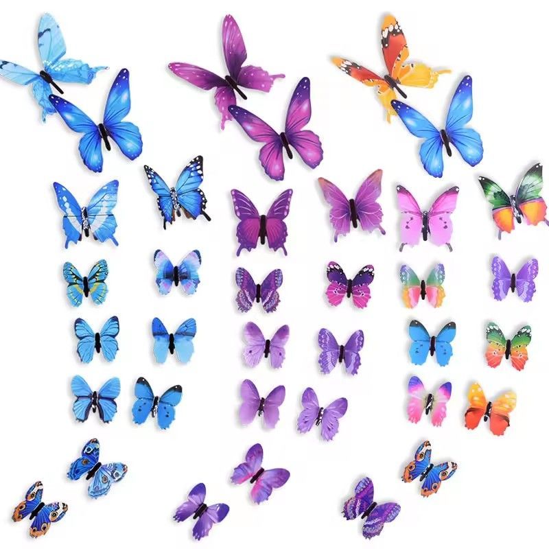 12 Luminous 3D Butterfly Wall Sticker for Kids Bedroom Home Living Room Fridge Wall Decal Glow in Dark Wallpaper Decoration D4-6-3