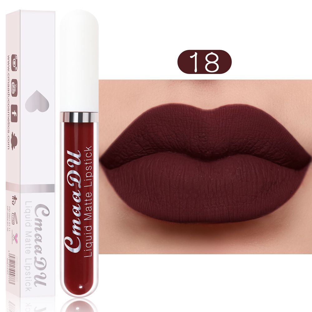 18 Color Waterproof Liquid Matte Lipstick Long Lasting Sexy Red Moisturizing Lip Gloss Velvet Non-Stick Lip Tint Makeup Cosmetic B2-688