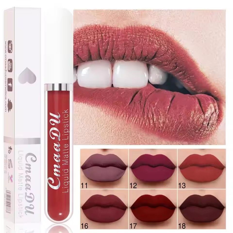 18 Color Waterproof Liquid Matte Lipstick Long Lasting Sexy Red Moisturizing Lip Gloss Velvet Non-Stick Lip Tint Makeup Cosmetic B2-688
