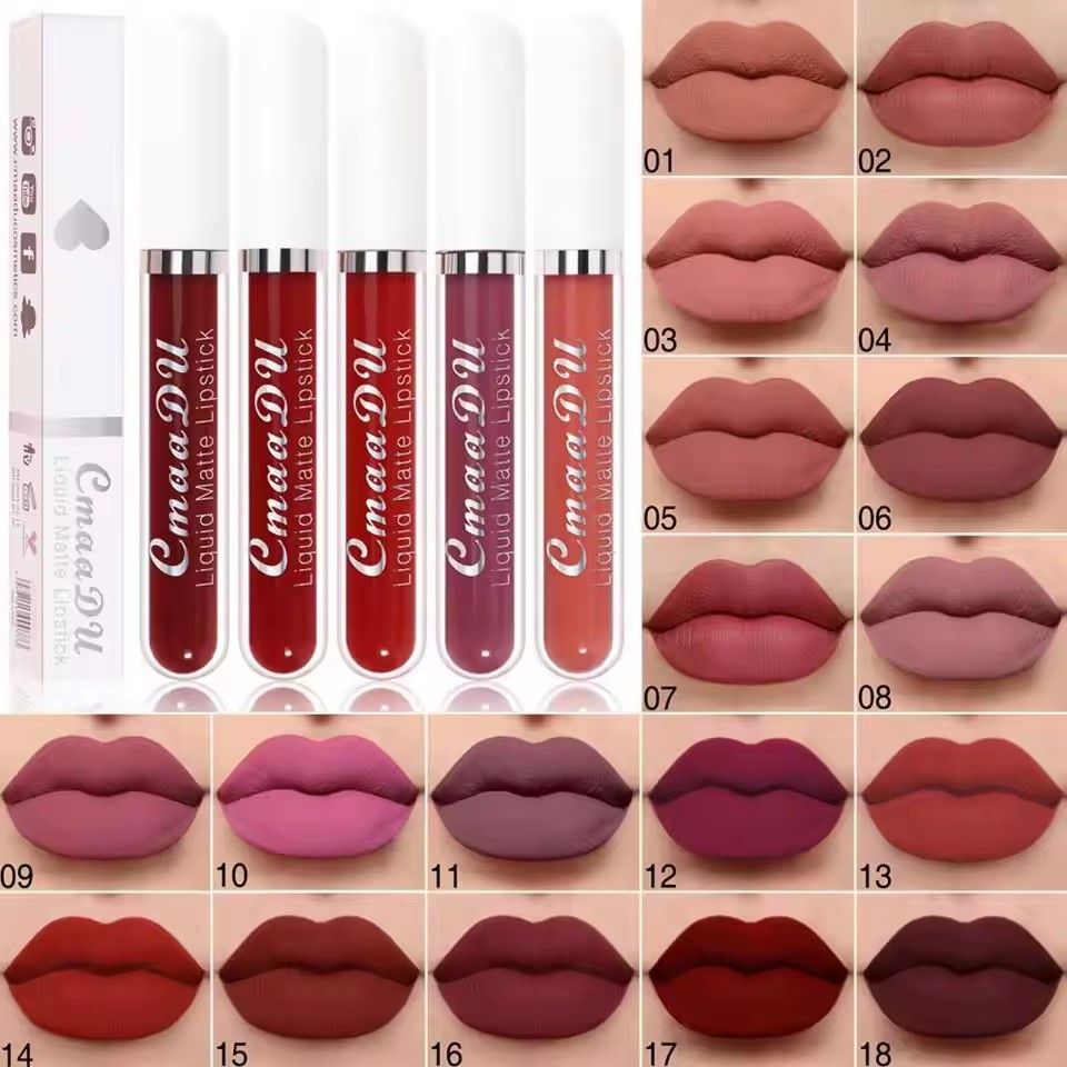 18 Color Waterproof Liquid Matte Lipstick Long Lasting Sexy Red Moisturizing Lip Gloss Velvet Non-Stick Lip Tint Makeup Cosmetic B2-688