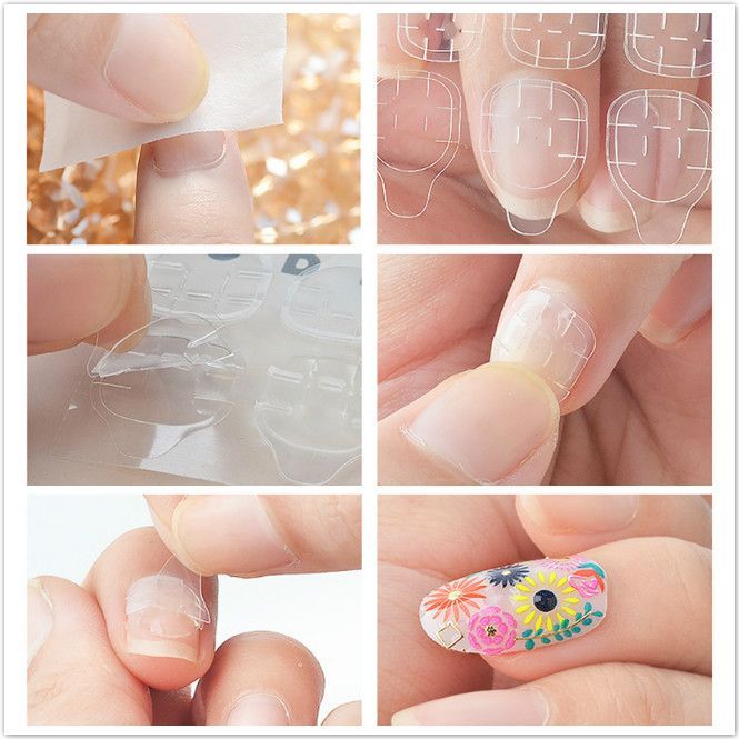 3 sheets Transparent Double Side Adhesive Tapes Glue Sticker False Nail Extension Stick Tools Jelly Glue Invisible Nail Patch &B2-590