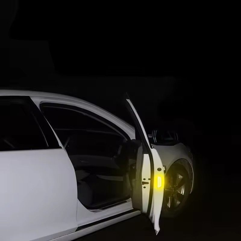 4Pcs/Set Car Open Reflective Tape Warning Sign Sticker Night Driving Safety Luminous Anti-collision Stripes Car Door Stickers E-289