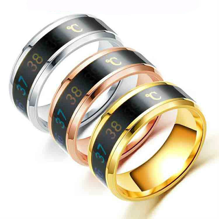 Smart Temperature Temperature Ring Stainless Steel Personality Ring Titanium Steel Men's Creative Vibrating Ring JZ-34