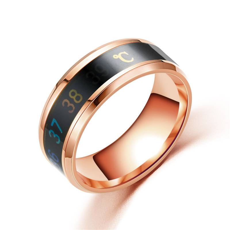 Smart Temperature Temperature Ring Stainless Steel Personality Ring Titanium Steel Men's Creative Vibrating Ring JZ-34