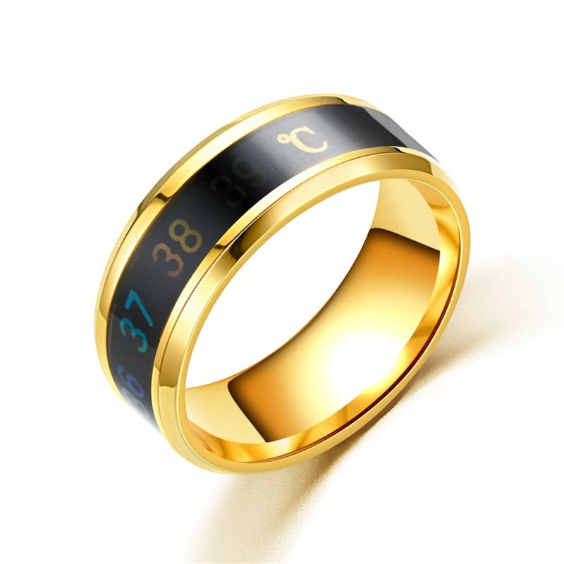 Smart Temperature Temperature Ring Stainless Steel Personality Ring Titanium Steel Men's Creative Vibrating Ring JZ-34