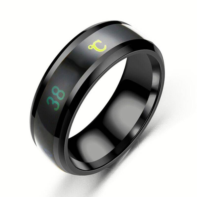 Smart Temperature Temperature Ring Stainless Steel Personality Ring Titanium Steel Men's Creative Vibrating Ring JZ-34