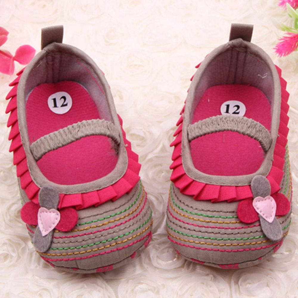 Fashion Sweet Newborn Baby Girls Flower Ruffled Shoes Toddler Soft Bottom Kids Crib First Walkers