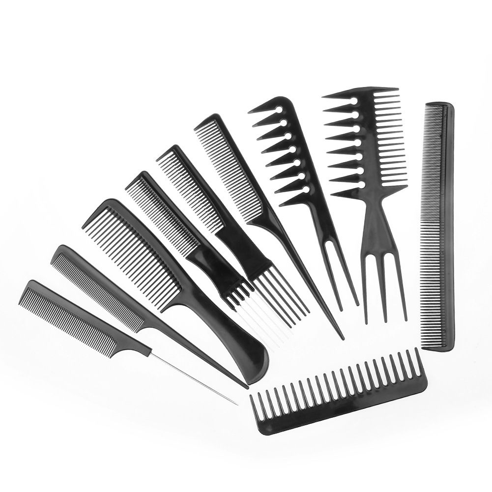 10pcs/Set Professional Hair Brush Comb Salon Barber Anti-static Hair Combs Hairbrush Hairdressing Combs Hair Care Styling Tools