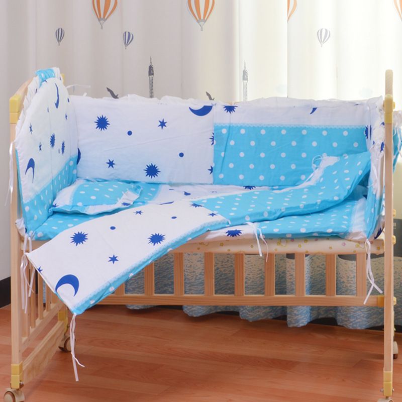 90*50 5Pcs/Set Cartoon Animated Crib Bed Bumper For Newborns Comfortable Children's Bed Protector Baby Washable Bedding Set