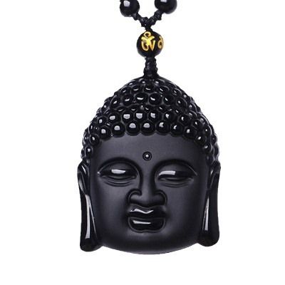 1pcGlass imitation obsidian wolf head dragon phoenix eight trigram pendant Ruyi elephant Guanyin Buddha necklace