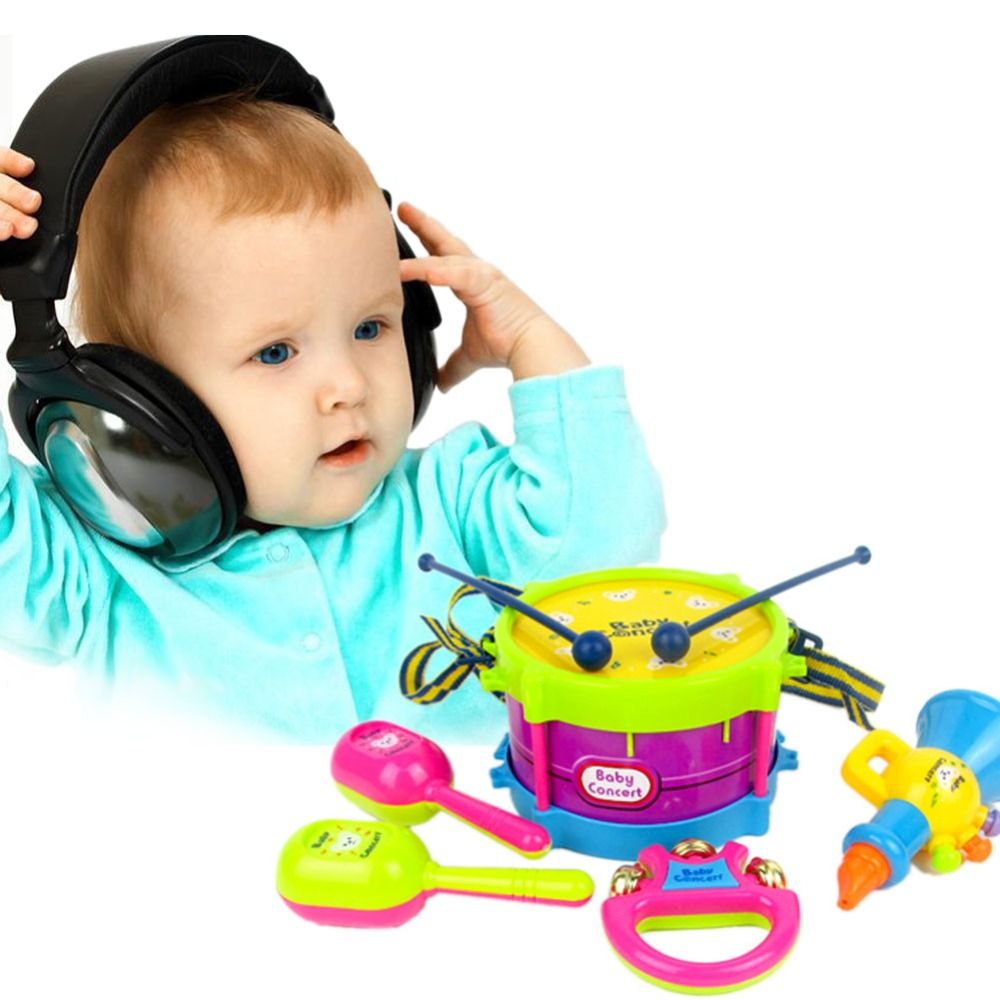 5pcs/set Baby Drum Set Baby Kids Roll Drum Musical Instruments Band Kit Educational Toy Gift Set for Children Musical Toys