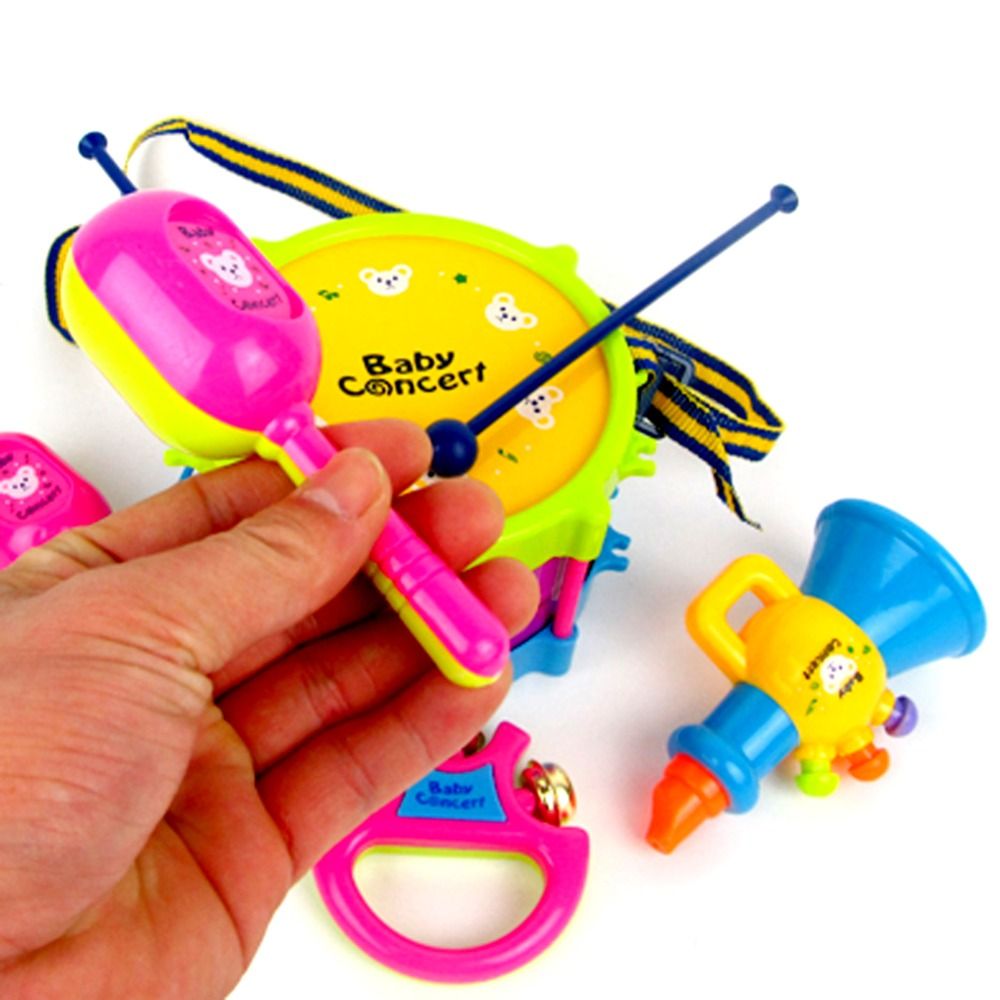 5pcs/set Baby Drum Set Baby Kids Roll Drum Musical Instruments Band Kit Educational Toy Gift Set for Children Musical Toys