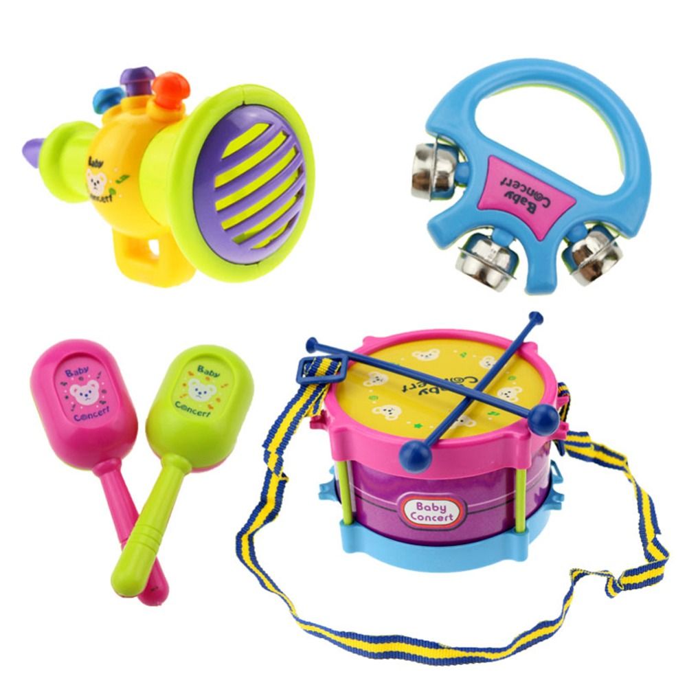 5pcs/set Baby Drum Set Baby Kids Roll Drum Musical Instruments Band Kit Educational Toy Gift Set for Children Musical Toys