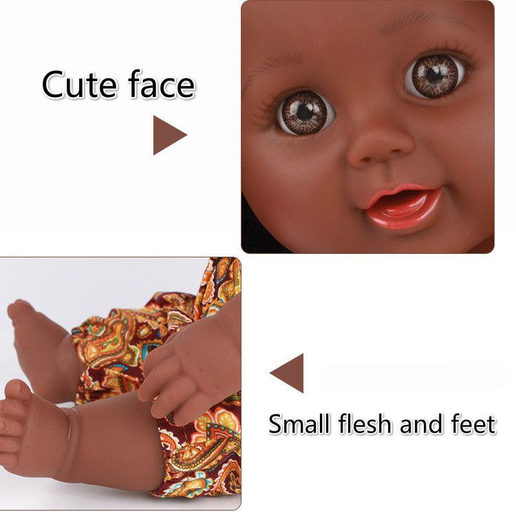 Toy simulation baby doll toy silicone material companion interactive game black doll  &