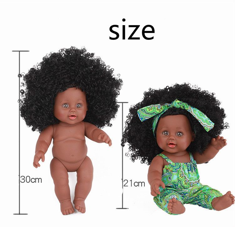 Toy simulation baby doll toy silicone material companion interactive game black doll  &