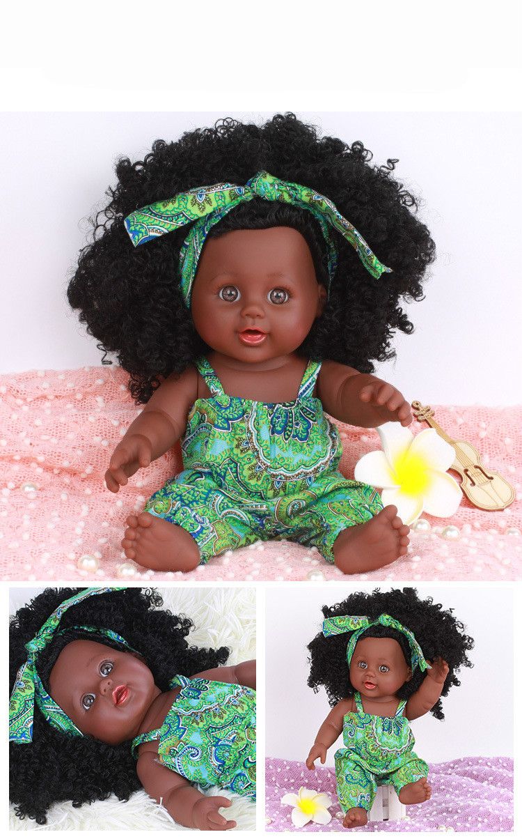 Toy simulation baby doll toy silicone material companion interactive game black doll  &