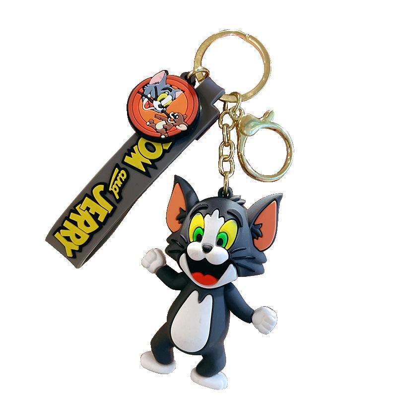 Tom and Jerry Anime Cartoon toys Doll Car Cute Key Chain Bag Pendant KeyChain Action Toy Figure Pendant Collectible kids Gifts C-364