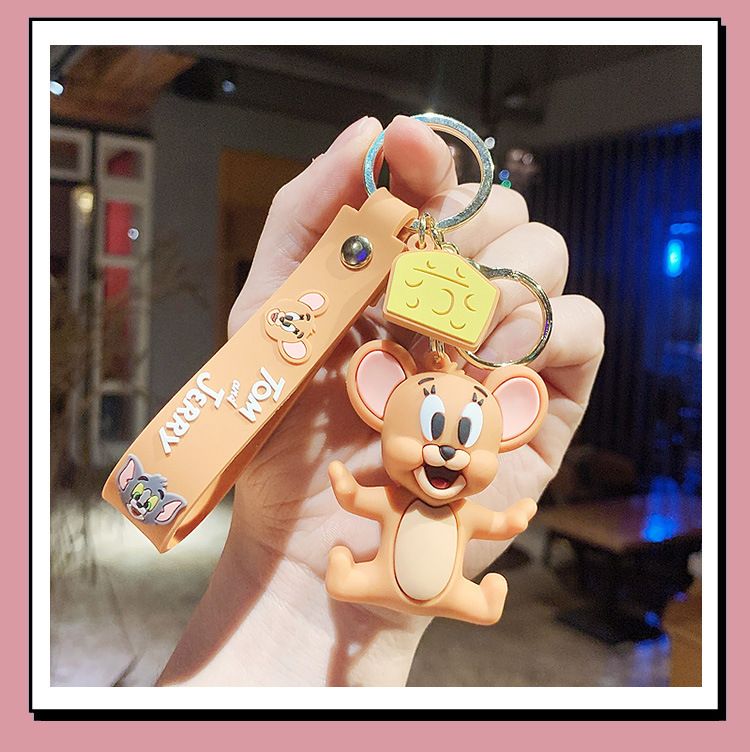 Tom and Jerry Anime Cartoon toys Doll Car Cute Key Chain Bag Pendant KeyChain Action Toy Figure Pendant Collectible kids Gifts C-364