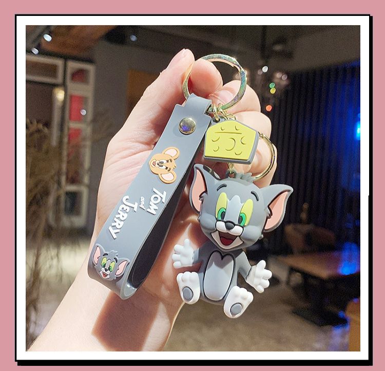 Tom and Jerry Anime Cartoon toys Doll Car Cute Key Chain Bag Pendant KeyChain Action Toy Figure Pendant Collectible kids Gifts C-364