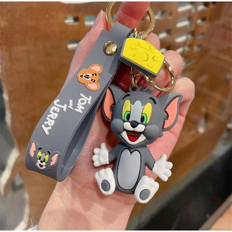Tom and Jerry Anime Cartoon toys Doll Car Cute Key Chain Bag Pendant KeyChain Action Toy Figure Pendant Collectible kids Gifts C-364