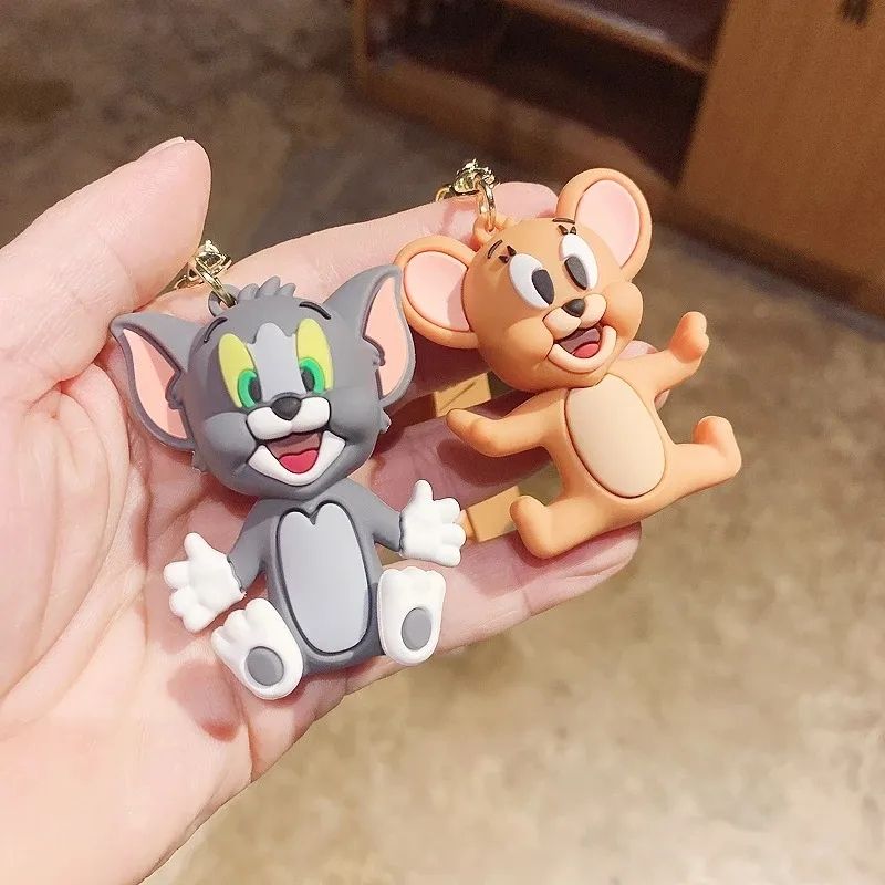 Tom and Jerry Anime Cartoon toys Doll Car Cute Key Chain Bag Pendant KeyChain Action Toy Figure Pendant Collectible kids Gifts C-364