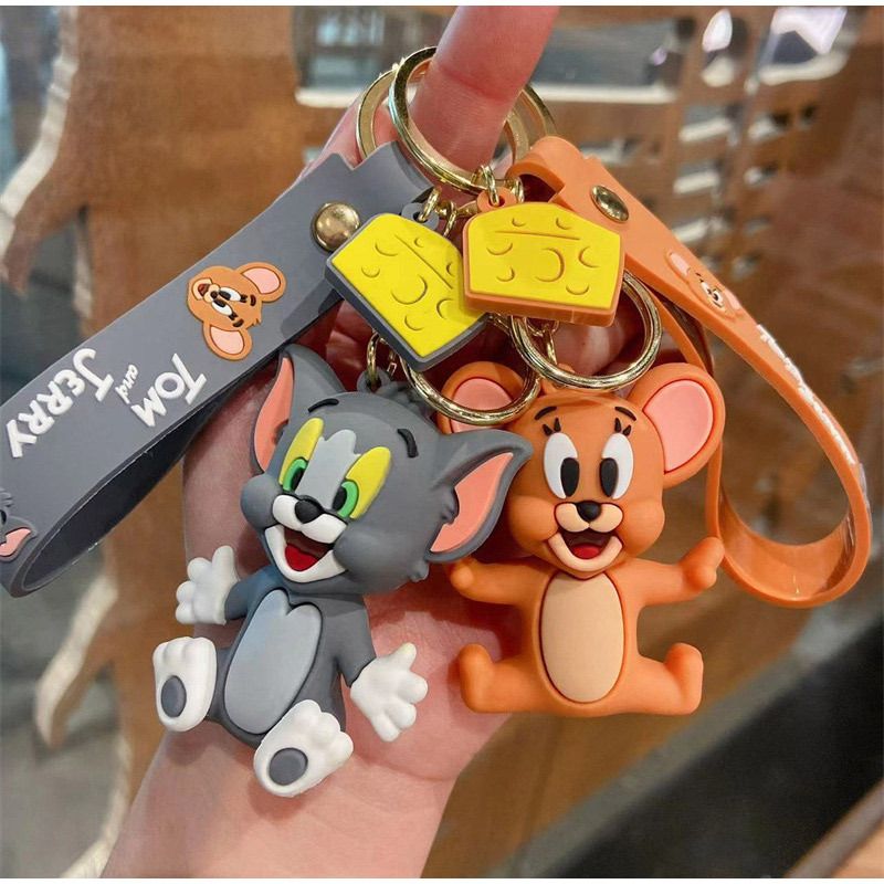 Tom and Jerry Anime Cartoon toys Doll Car Cute Key Chain Bag Pendant KeyChain Action Toy Figure Pendant Collectible kids Gifts C-364