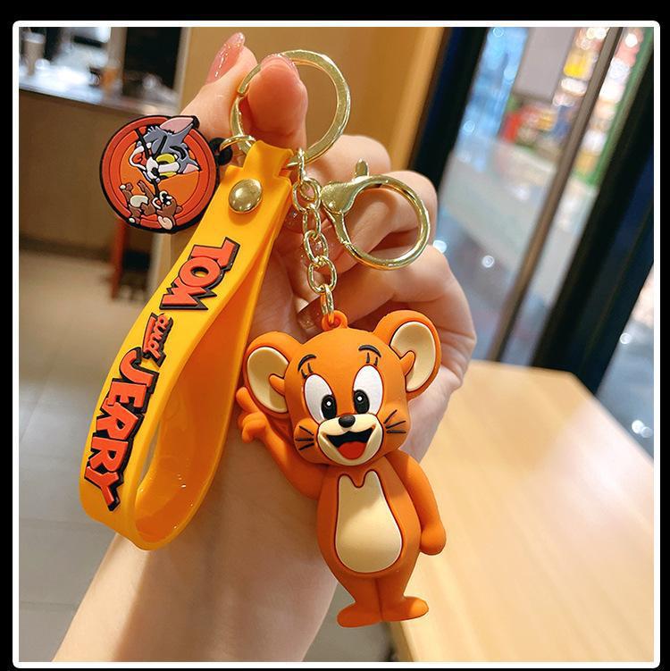 Tom and Jerry Anime Cartoon toys Doll Car Cute Key Chain Bag Pendant KeyChain Action Toy Figure Pendant Collectible kids Gifts C-364