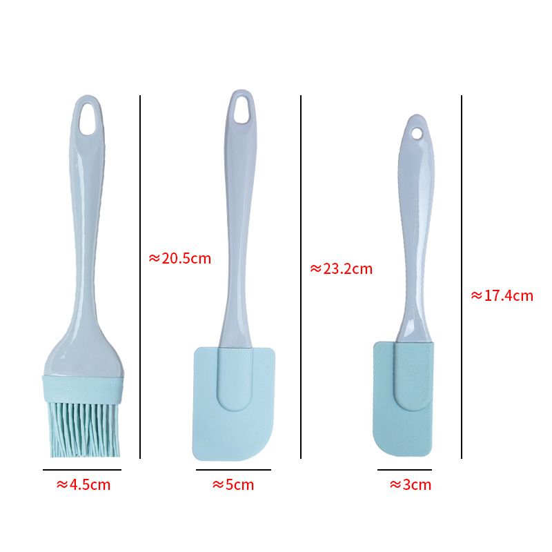 3 Piece Silicone Pastry Spatula Set Non-Stick Oil Brush Scraper Heat-Resistant Kitchen Utensil Cooking Tool Set Cuisine E-671