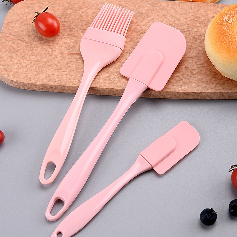 3 Piece Silicone Pastry Spatula Set Non-Stick Oil Brush Scraper Heat-Resistant Kitchen Utensil Cooking Tool Set Cuisine E-671