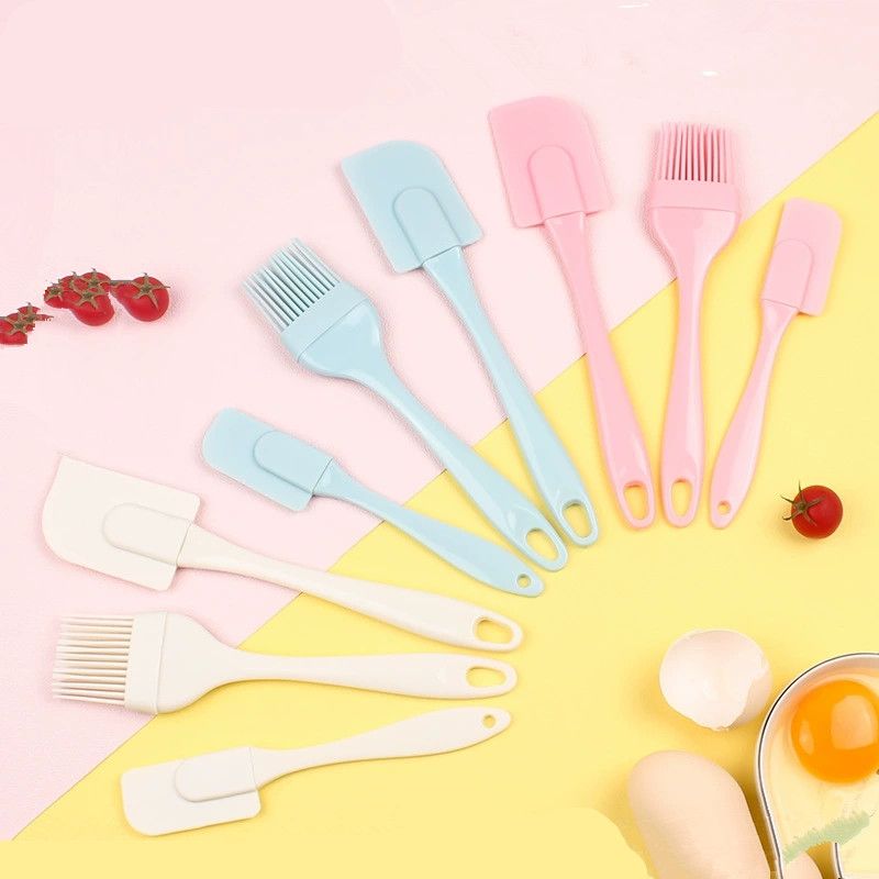 3 Piece Silicone Pastry Spatula Set Non-Stick Oil Brush Scraper Heat-Resistant Kitchen Utensil Cooking Tool Set Cuisine E-671
