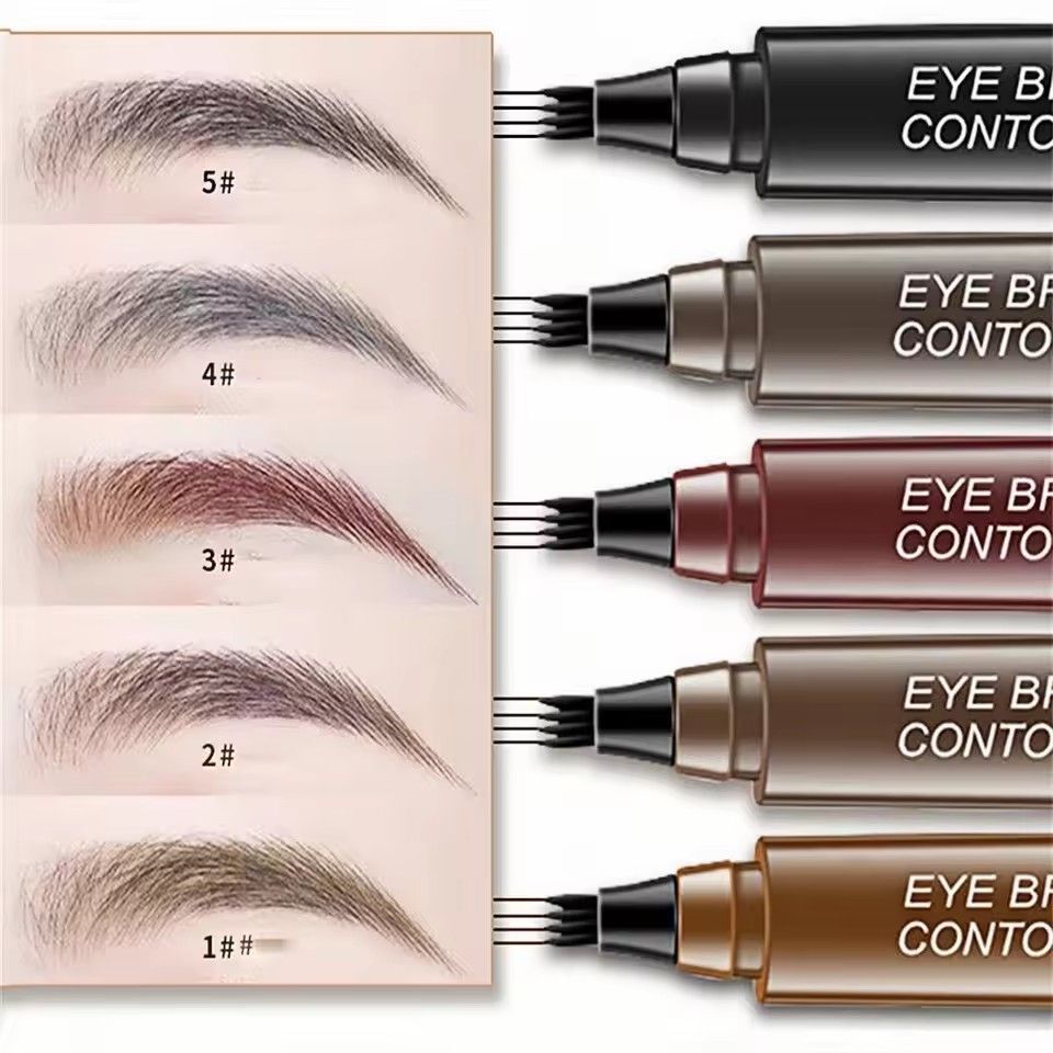 1pc5 Colors Microblading Eyebrow Pen Waterproof Liquid Eyebrow Pencil Long Lasting Eyebrow Pen 4 Points Eye Brow Pen  CosmeticsB2-1003