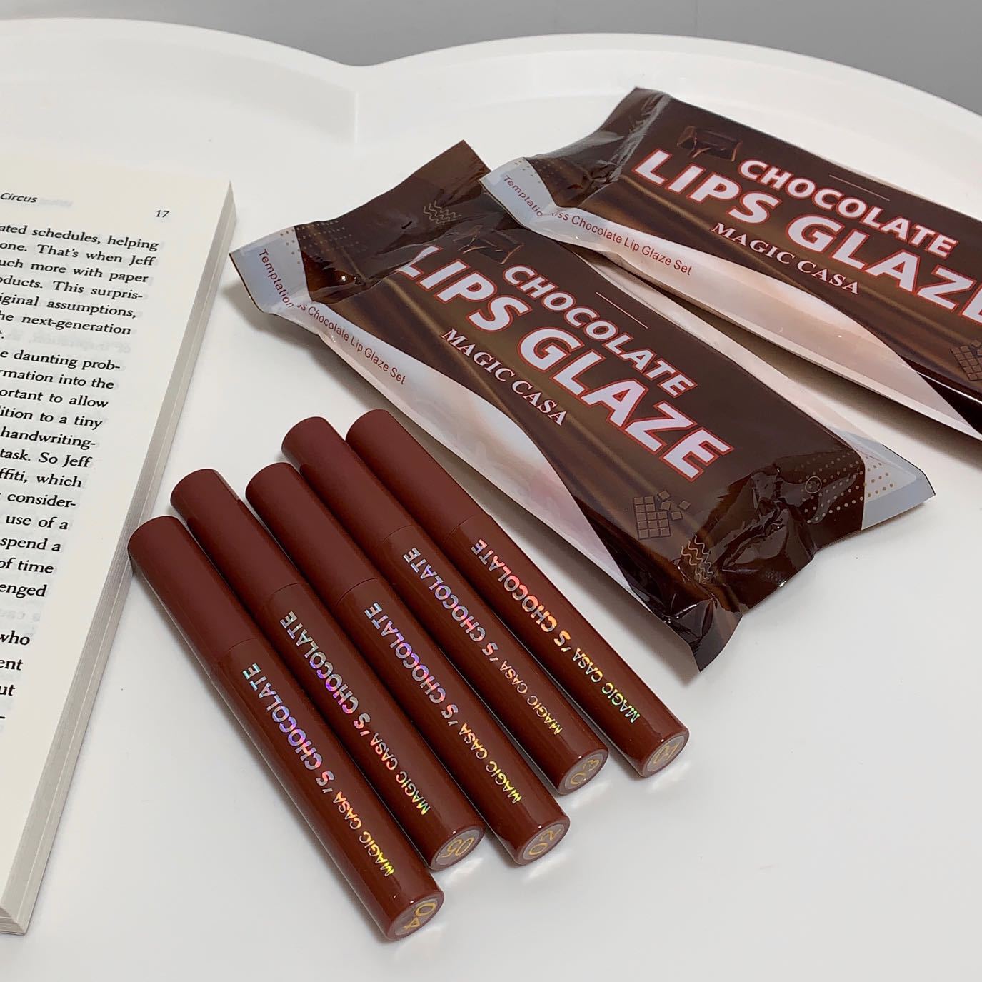 1pcChocolate five lip glaze set Mist matte lipstick girl student view 4