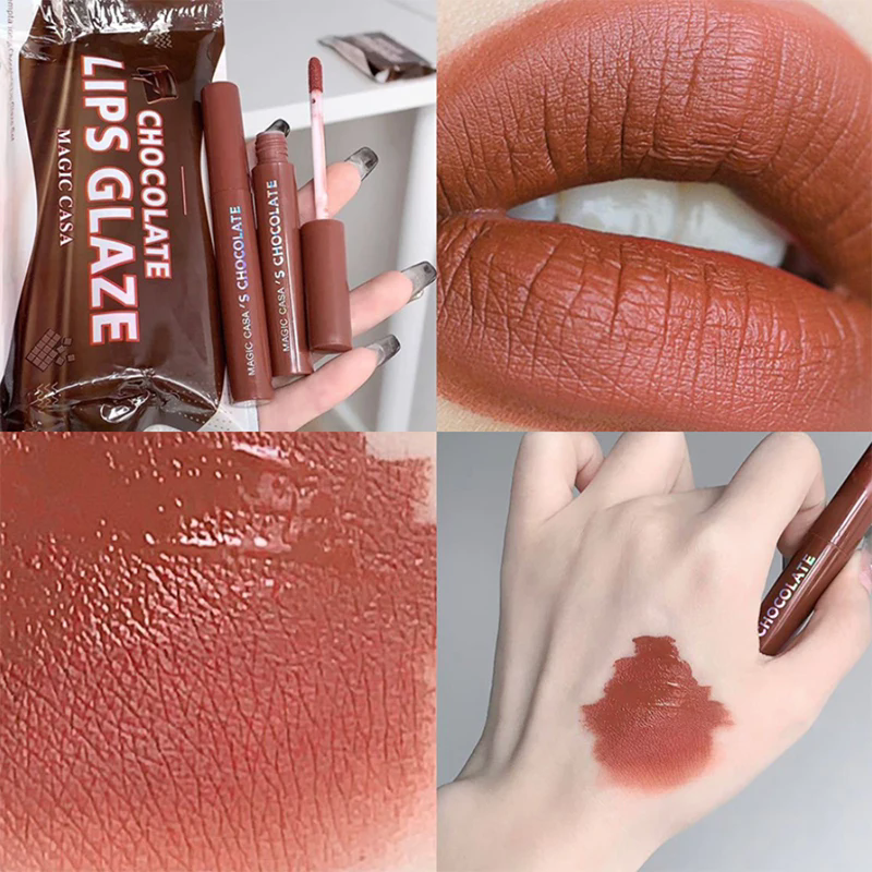 1pcChocolate five lip glaze set Mist matte lipstick girl student view 9